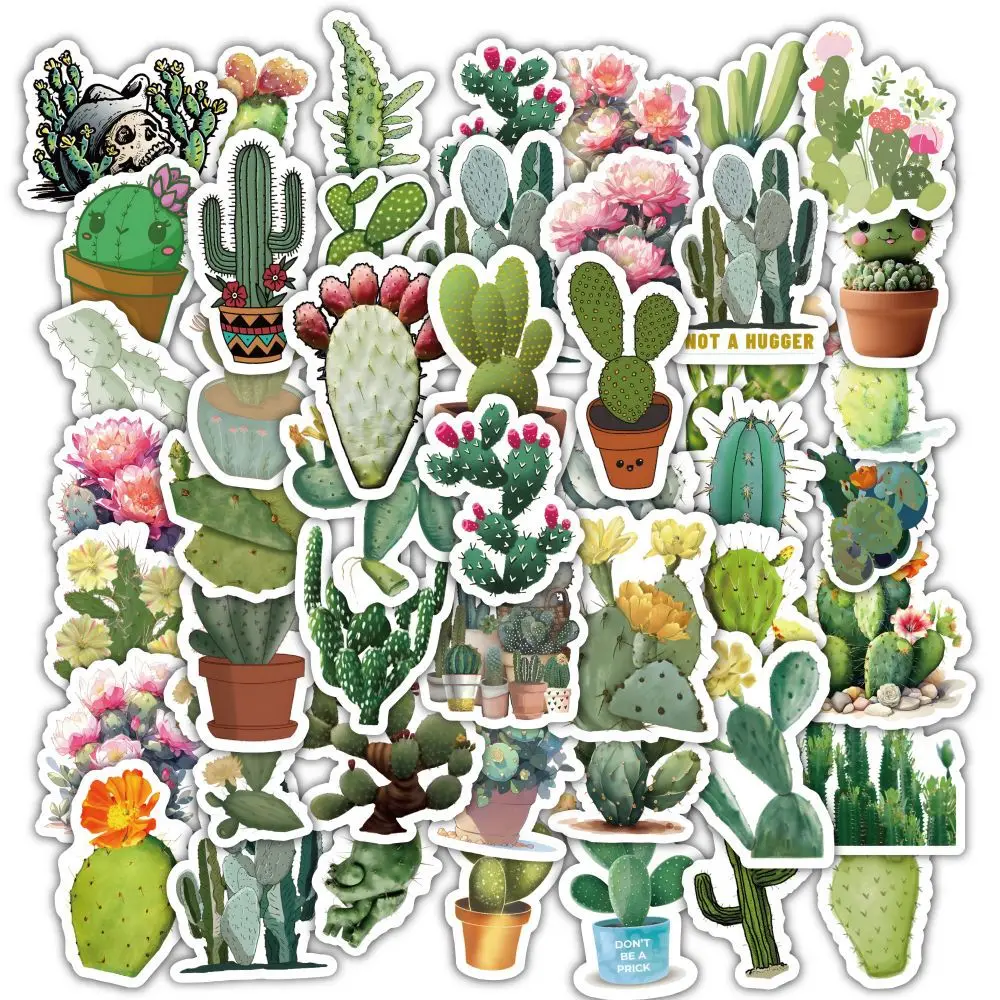 60 قطعة/المجموعة الكرتون نبات الصبار الكتابة على الجدران ملصقات جراب هاتف الغيتار الكمبيوتر الأمتعة DIY الديكور ملصق لاصق مقاوم للماء #3