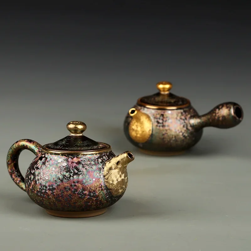 Multicolor Transformed into Colorful Side-handled Potgilt Tea Set Transformed Tianmu Coarse Pottery Filter Teapot Gift Tea Pot