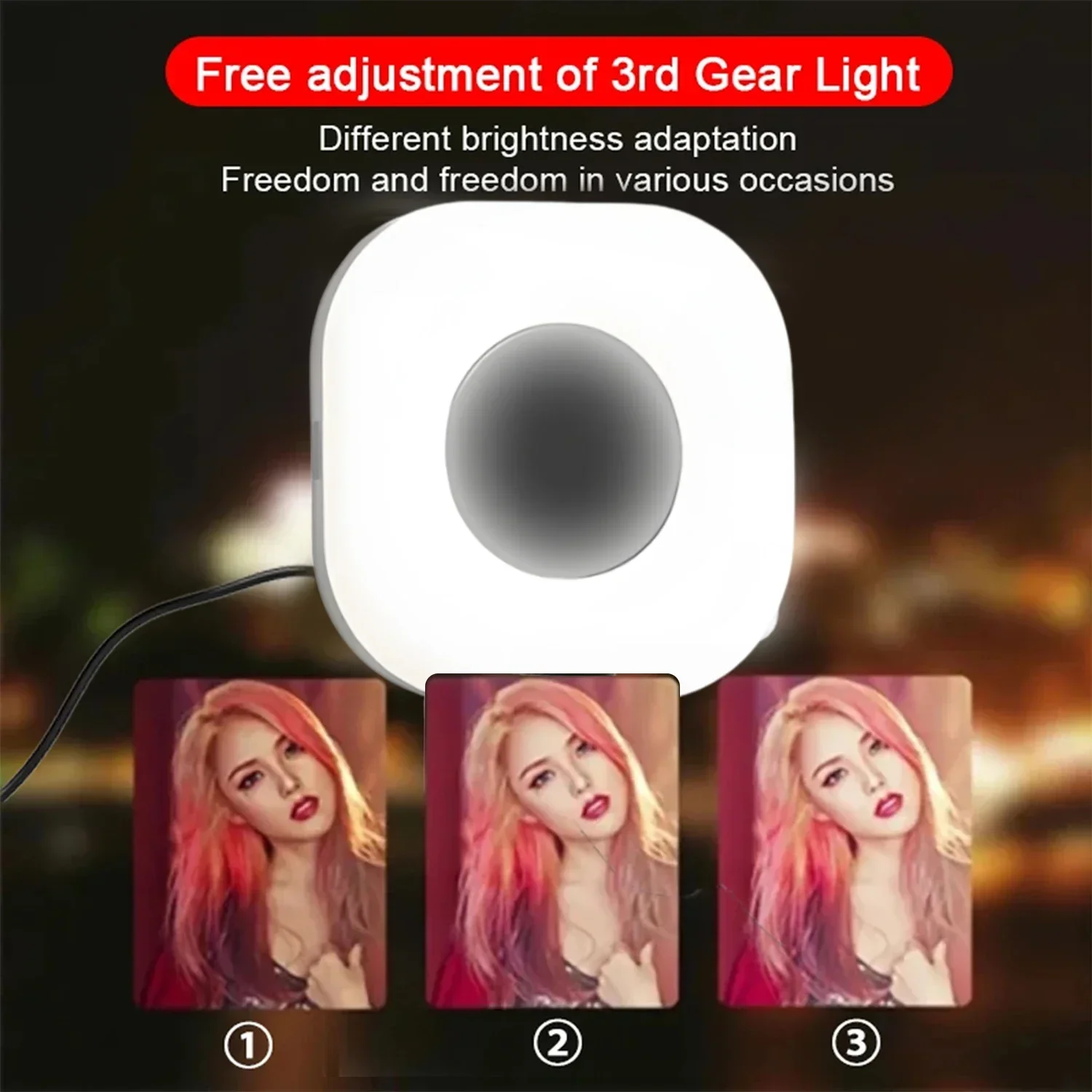 فلاش هاتف LED قابل لإعادة الشحن - ضوء سيلفي محمول لهاتف iPhone/iPad/الكمبيوتر المحمول