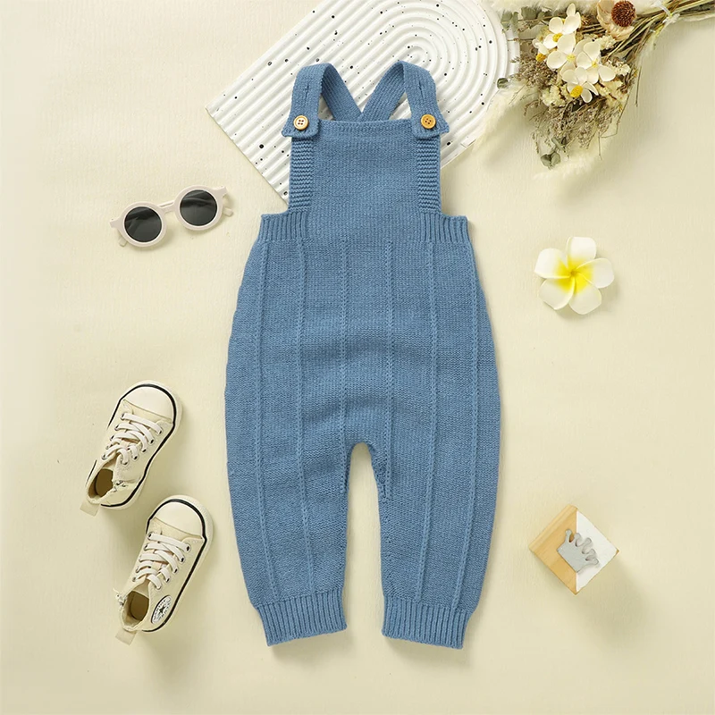 Newborn Baby Romper Knit Infant Boy Jumpsuit Sleeveless Autumn Spring Girl Kid Sling Clothing 0-18M Overalls Fashion Solid Child