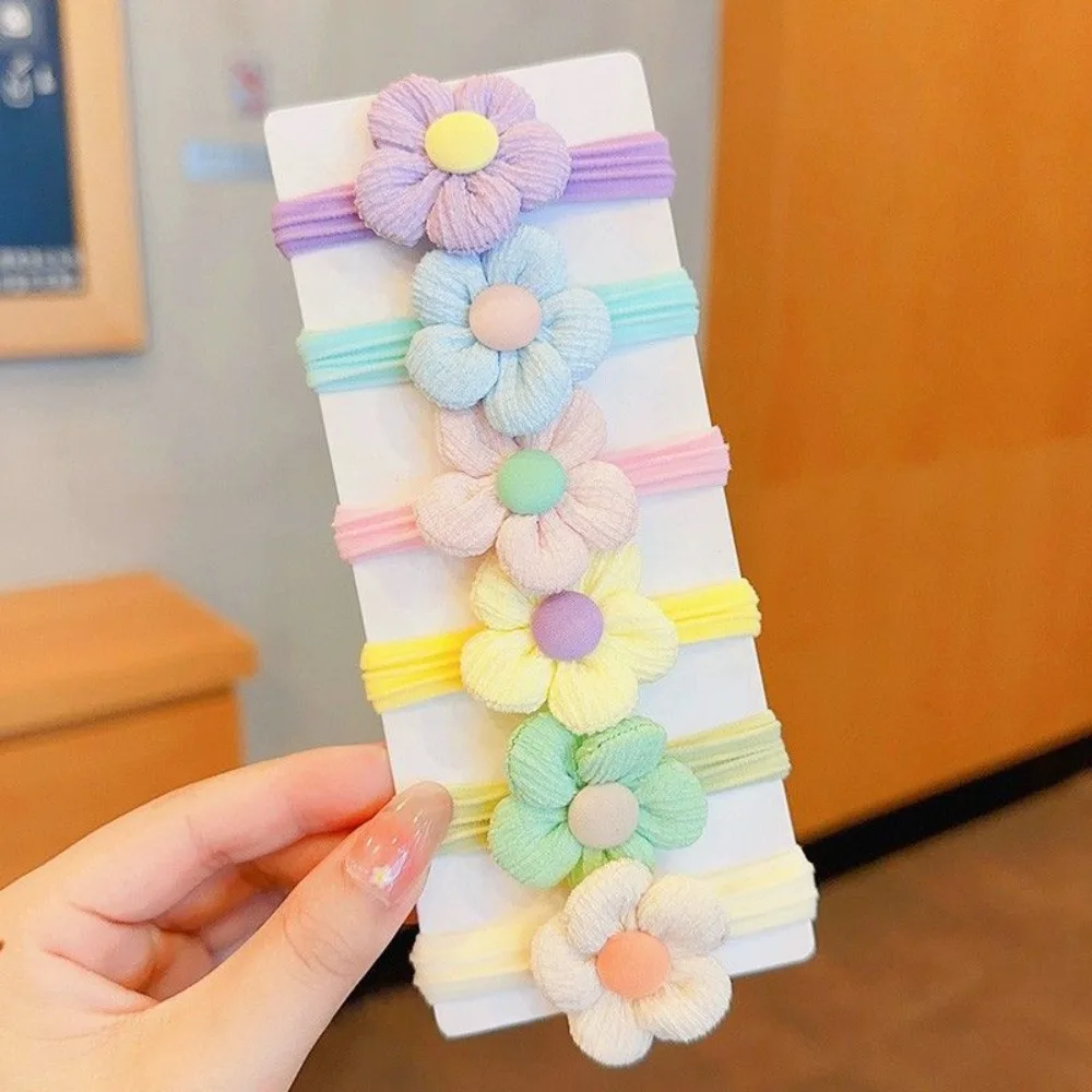 6 stücke neue koreanische süße Haars eil Blume elastische Haarring Krawatte Haar Finger Haar gummi Stirnband Baby Mädchen Kopfschmuck