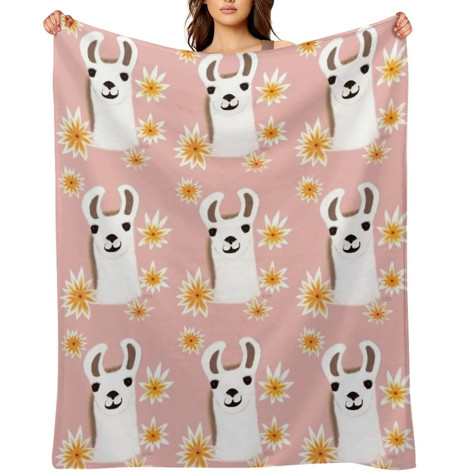 

Lovely Llama Pink Throw Blanket blankets and throws Plaid on the sofa Hairy for winter Blankets