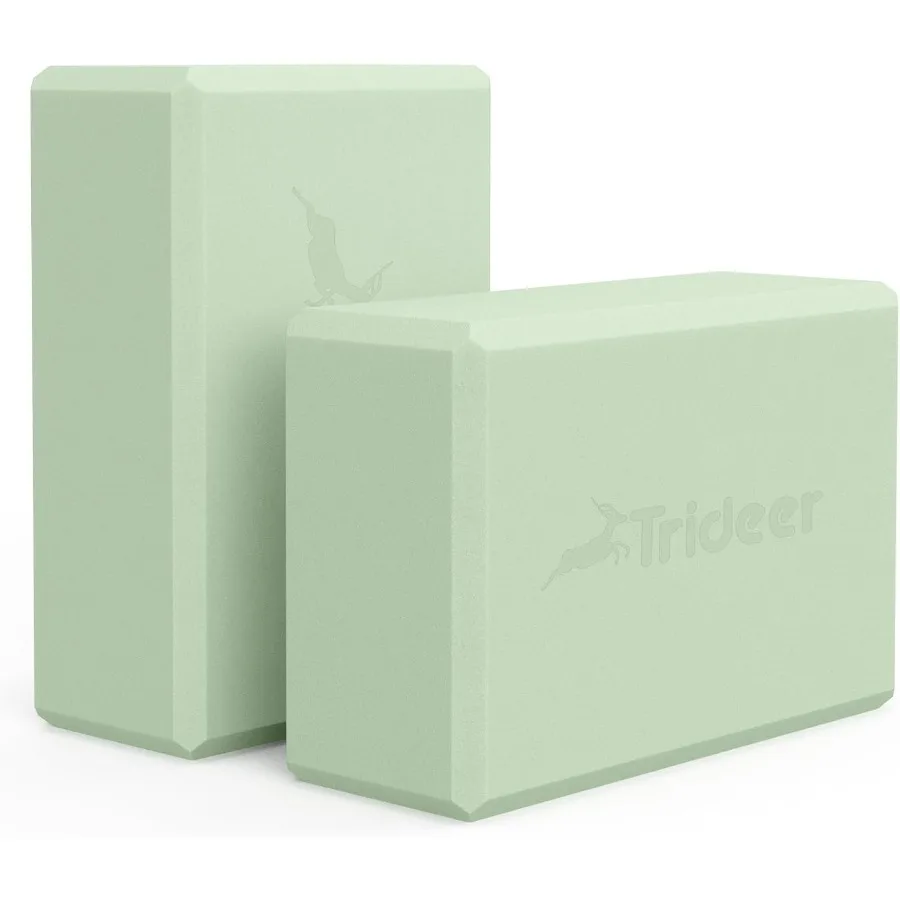 Trideer Yoga Blocks Lot de 2 blocs en mousse souple antidérapante avec bords biseautés pour l'alignement et l'étirement dans le yoga, le Pilates et la danse S