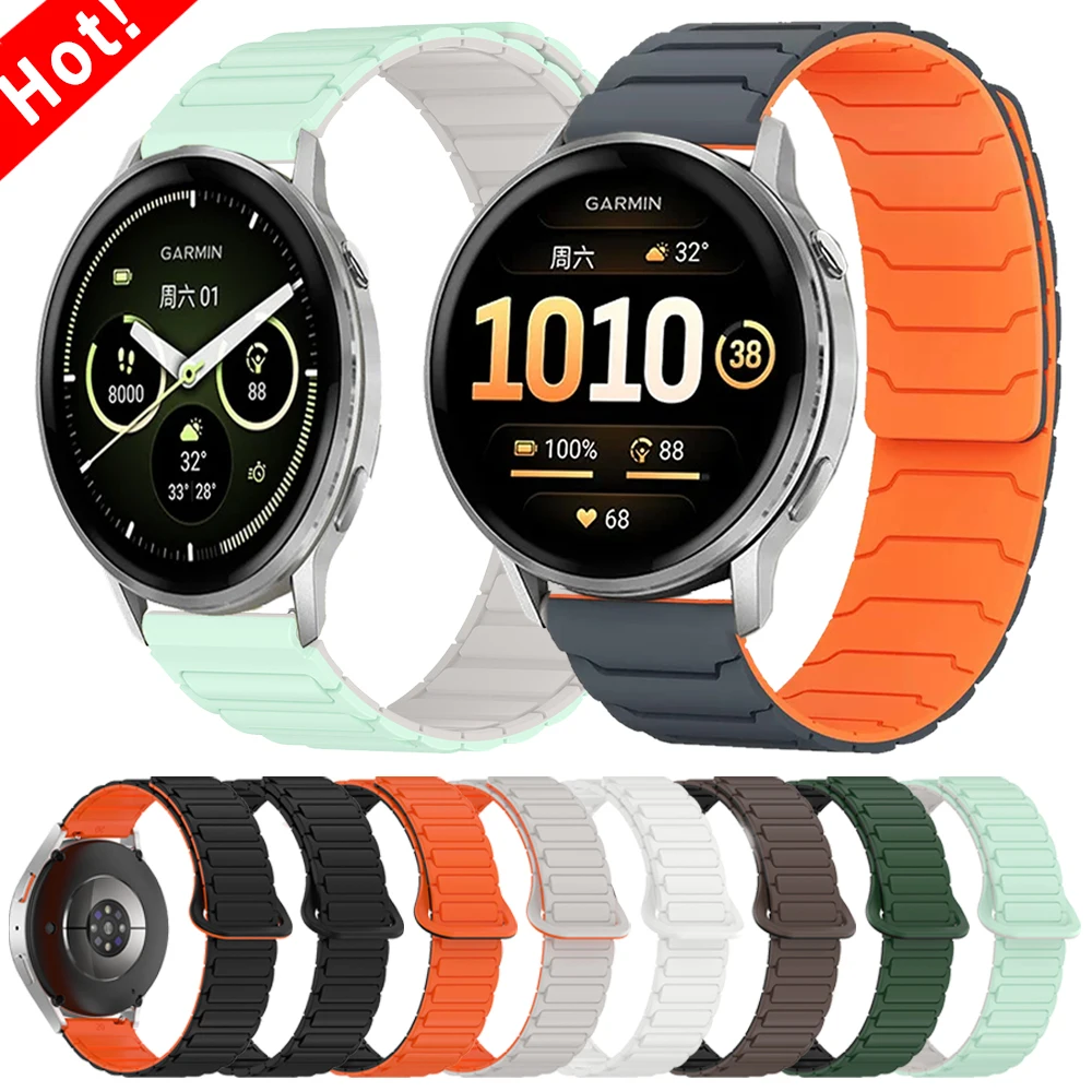 20mm 22mm Magnetic Silicone Band For Garmin Venu4 45mm 3 2 sq Strap For Garmin Forerunner 165 265 645 255 570 47mm 42mm Bracelet