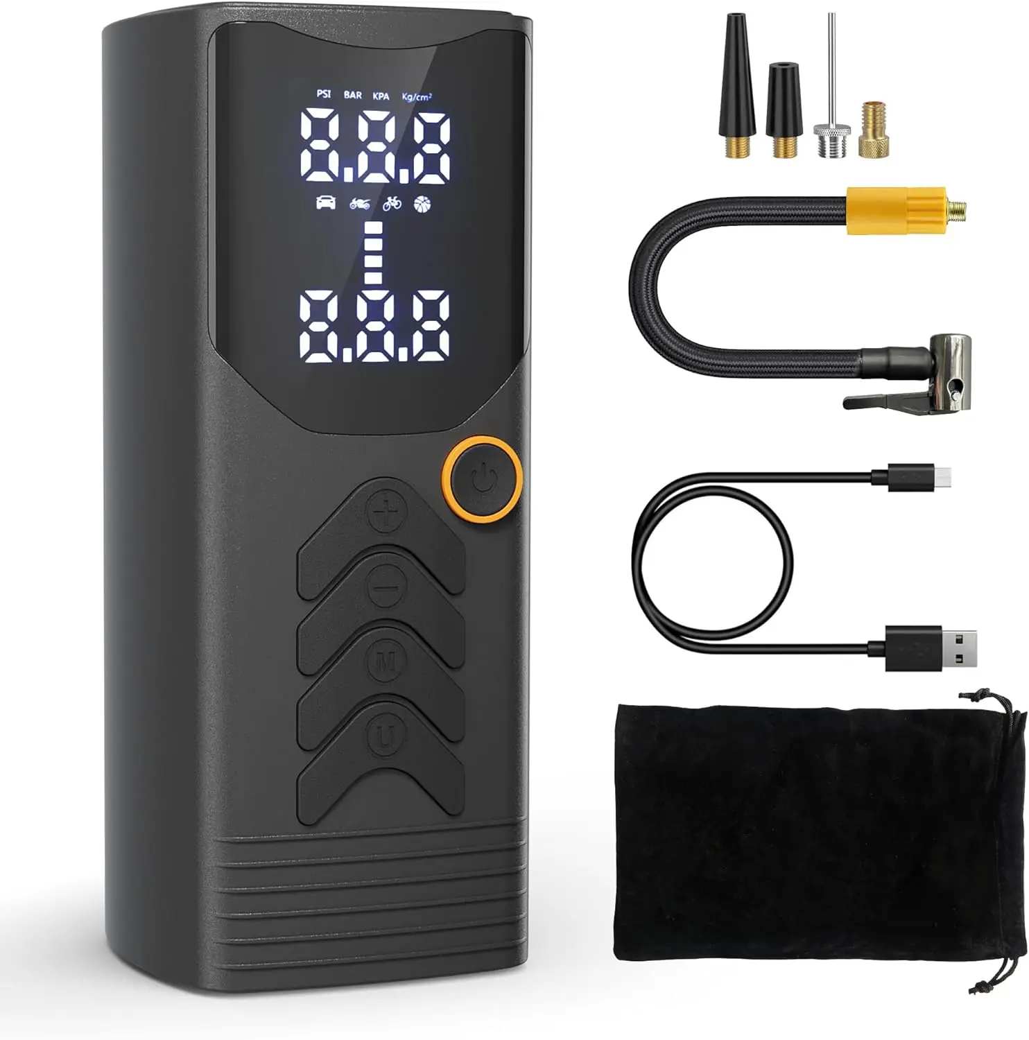 

Portable 150PSI Air Compressor with Gauge - Smart Tire Pump for Car, Motorcycle, Bike, Ball