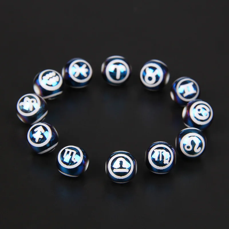 26 Letters/12 Zodiac Sign Complete Set Beads Constellation Crystal Shell Bead Fit Jewelry Making DIY Bracelet Necklace Wholesale