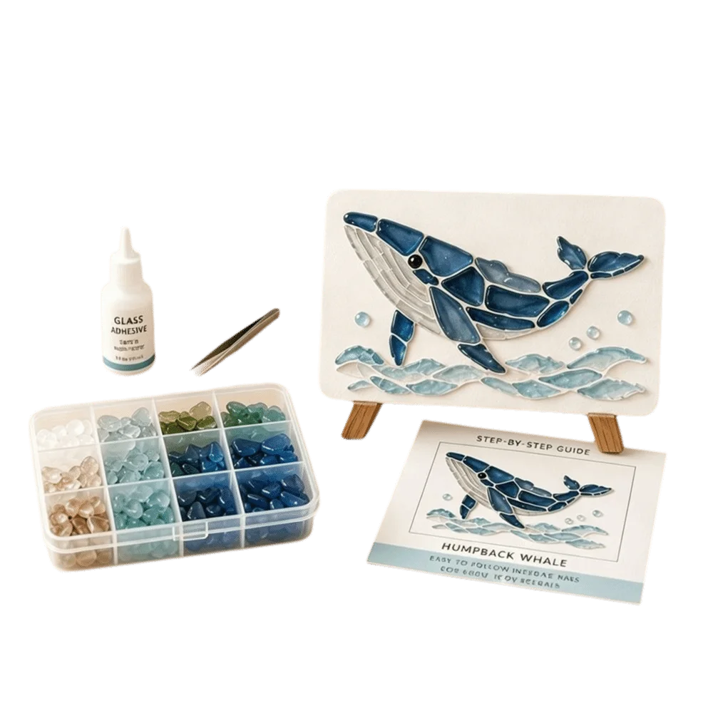 Glass Tiles Mosaic Kit Mosaic Craft Supply DIY Beginner Friendly Glass Mosaic Kit Glass Art Material Ocean Animals Arts