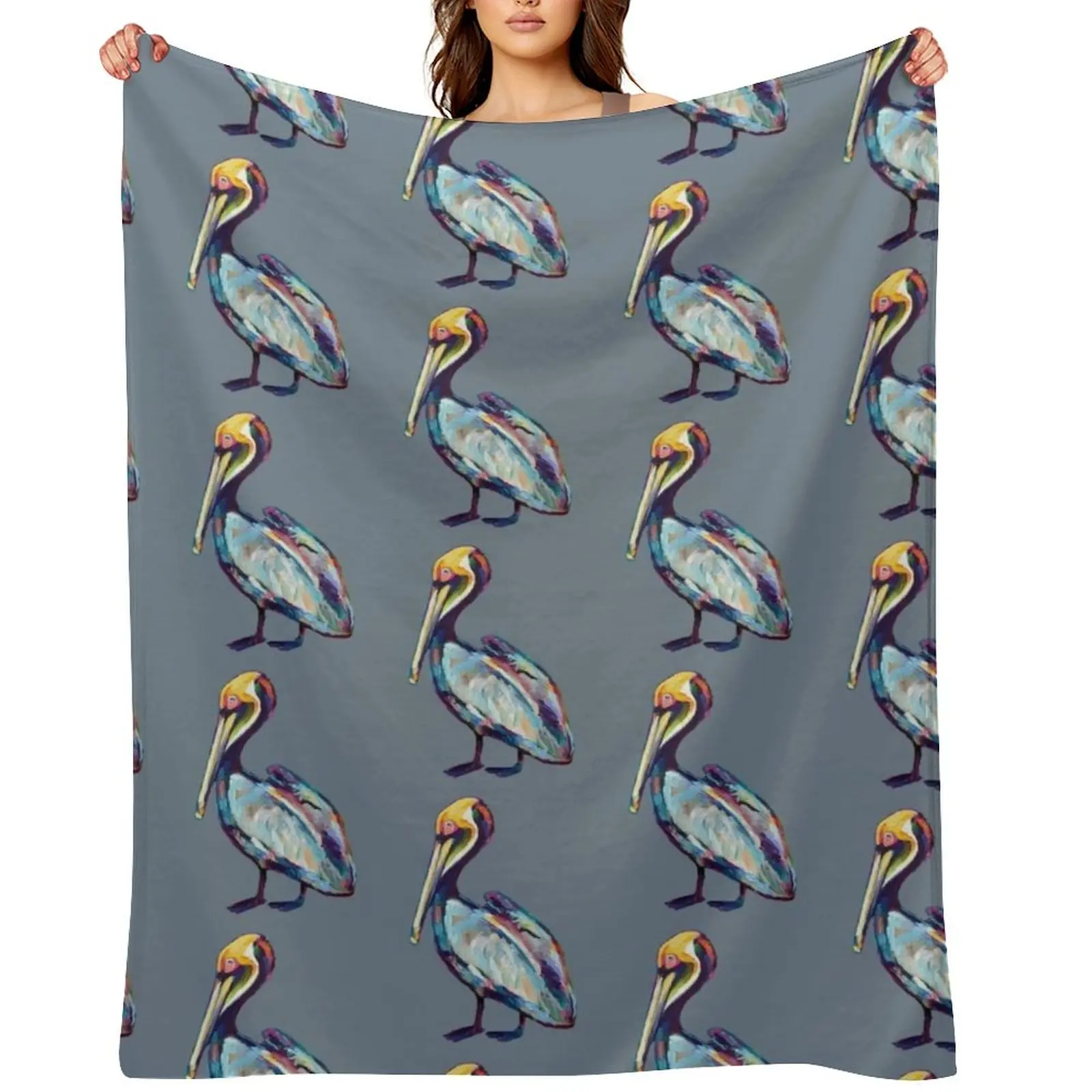 

Colorful Pelican by Robert Phelps Throw Blanket for babies Polar Plaid on the sofa Sofa Throw Blankets