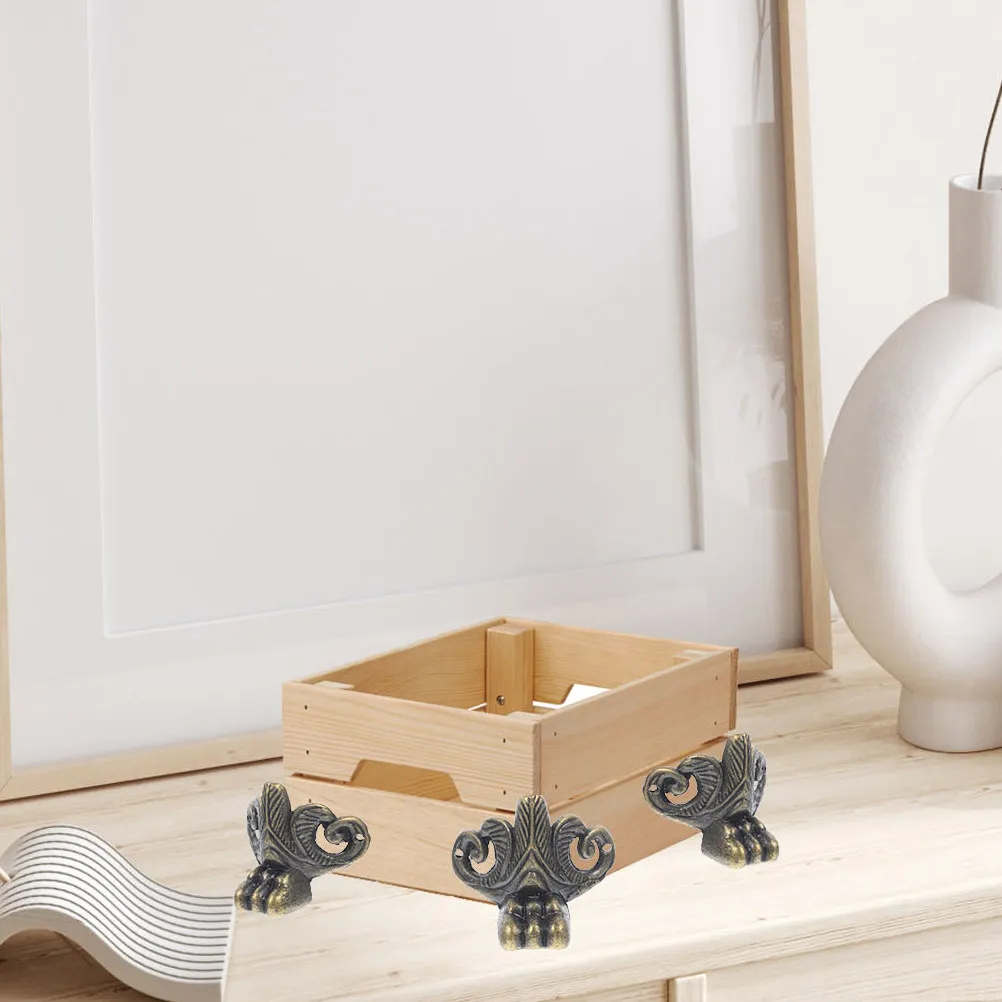 6Pcs Retro Decorative Metal Feet for Wood Boxes Jewelry Cases Cabinets Shelves Vintage Zinc Alloy Furniture Legs Corner Brackets
