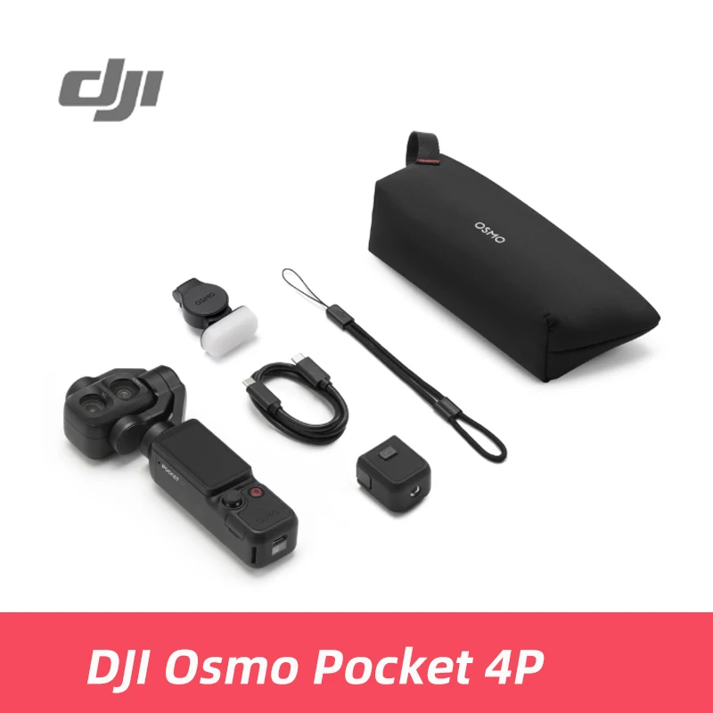 DJI Osmo Pocket 4P: draagbare camera met dubbele lens, 3-assige mechanische stabilisatie, 60 mm telelens met ActiveTrack 8.0, 17-stop HDR, 103 GB interne opslag.