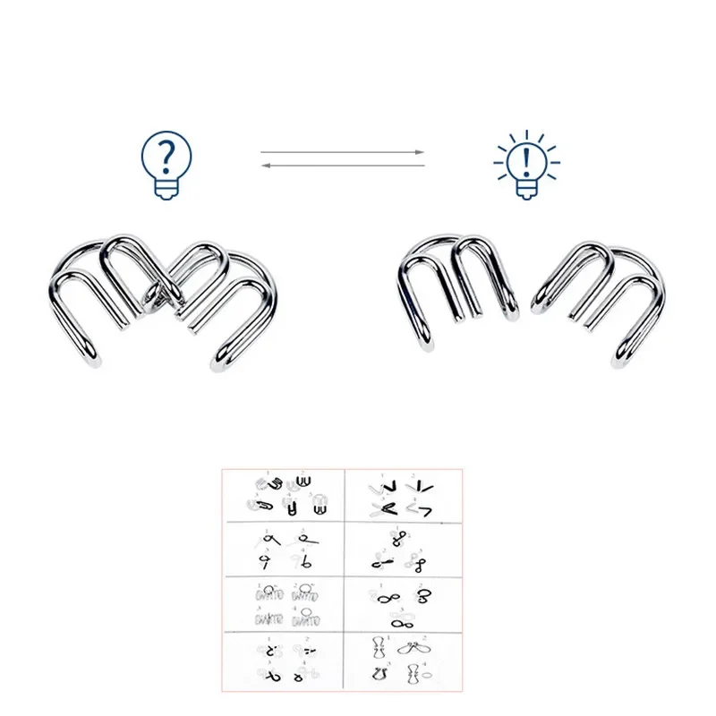 8 Stks/set Metalen Montessori Draad Puzzel Iq Mind Brain Teaser Puzzels Spel Voor Kinderen Kids Volwassenen Anti-Stress Educatief speelgoed