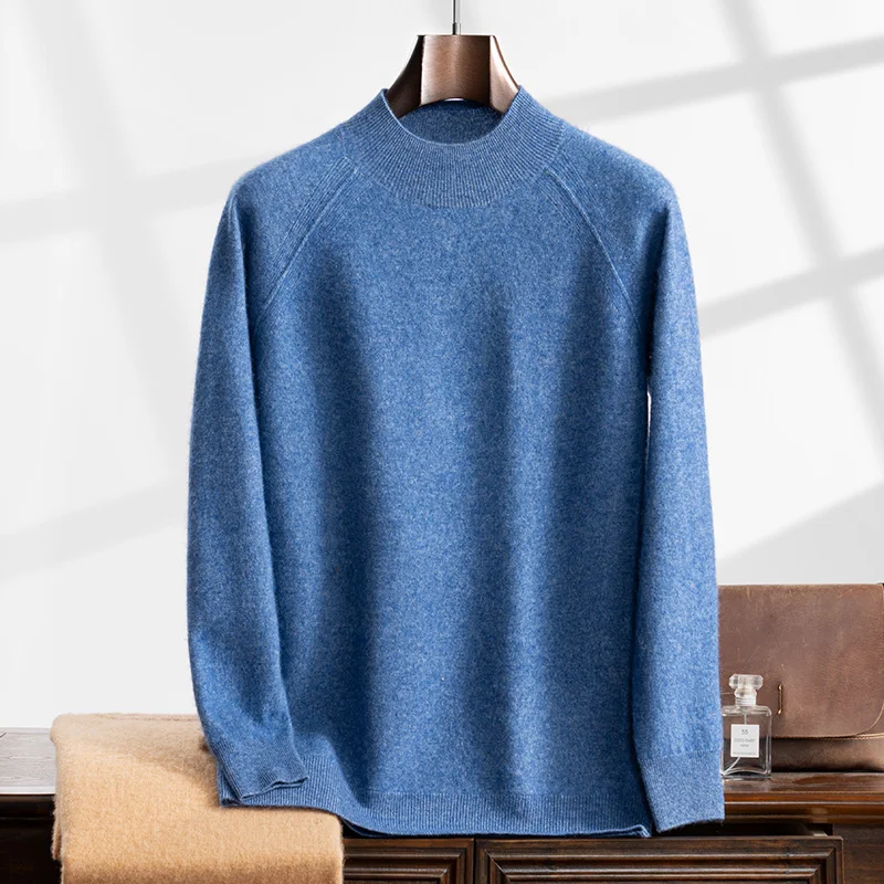 Fashion autumn and winter new 100% cashmere men o neck sweater loose jumper slim warm knit solid color long sleeve top