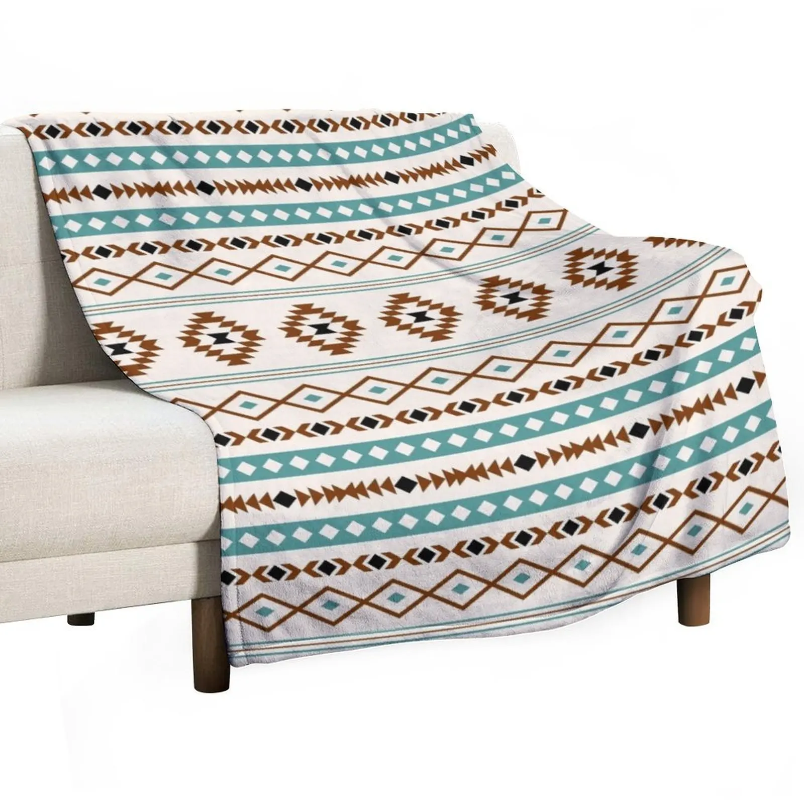 Aztec Teal Terracotta Black Cream Mixed Pattern Throw Blanket Bed Fashionable Weighted Beautifuls Cute Plaid Thins Sofa Blankets