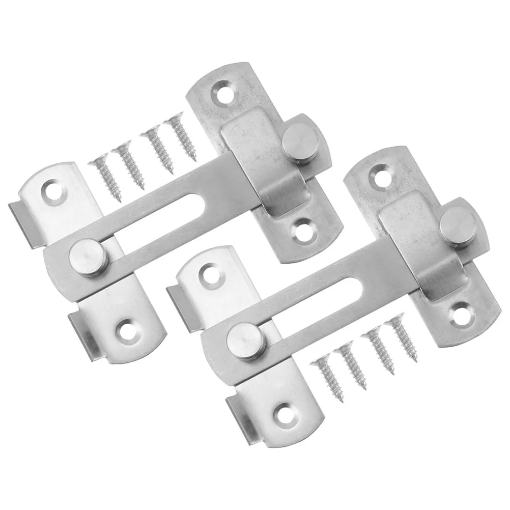 

1 Set Stainless Steel Door Latch Slide Bolt Lock Flush Mount Heavy Duty Hardware Anti-Theft Security Door Lock Replacement Parts