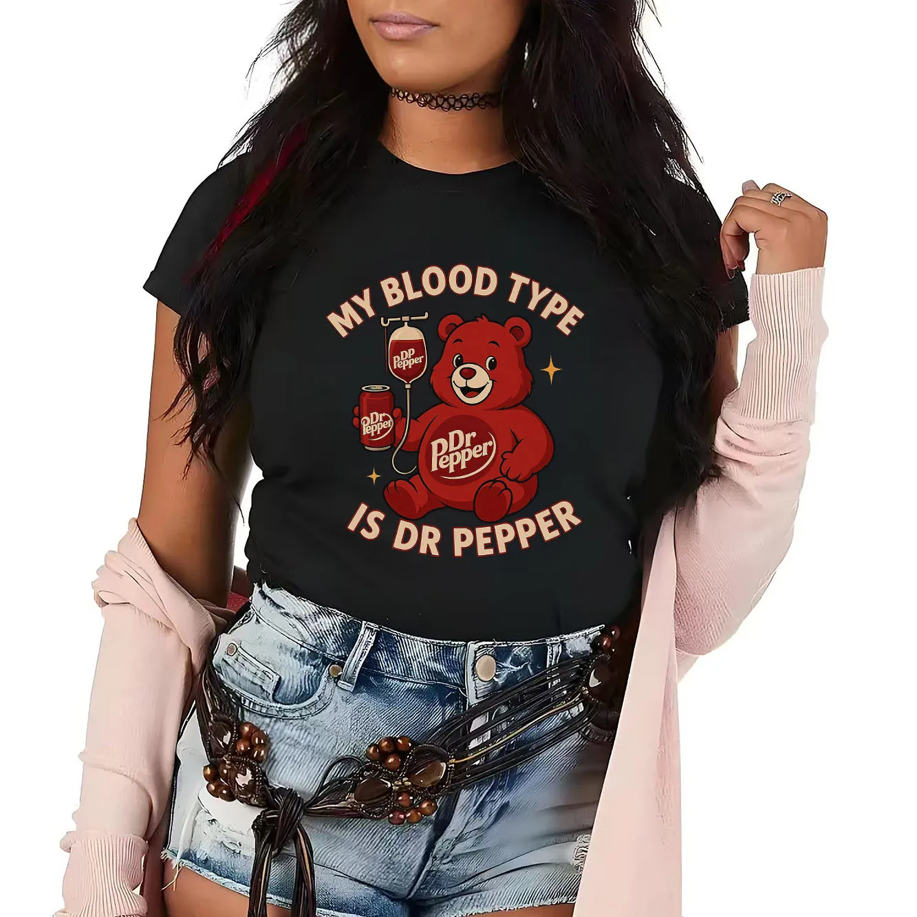 

Fashion Trend Bear Printed T-shirt Round Neck Short Sleeve Versatile Casual Women's T-shirt