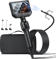 Two-Way 360° Borescope, 1080P Inspection Camera, Inspection Scope with Light, 8 LED Endoscope Compatible with Android/iOS