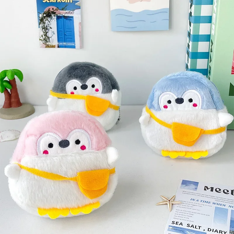 10cm bonito pinguim moeda bolsa kawaii animal pinguim carteira de pelúcia batom saco de armazenamento de moedas pingente carteira das crianças presente das meninas