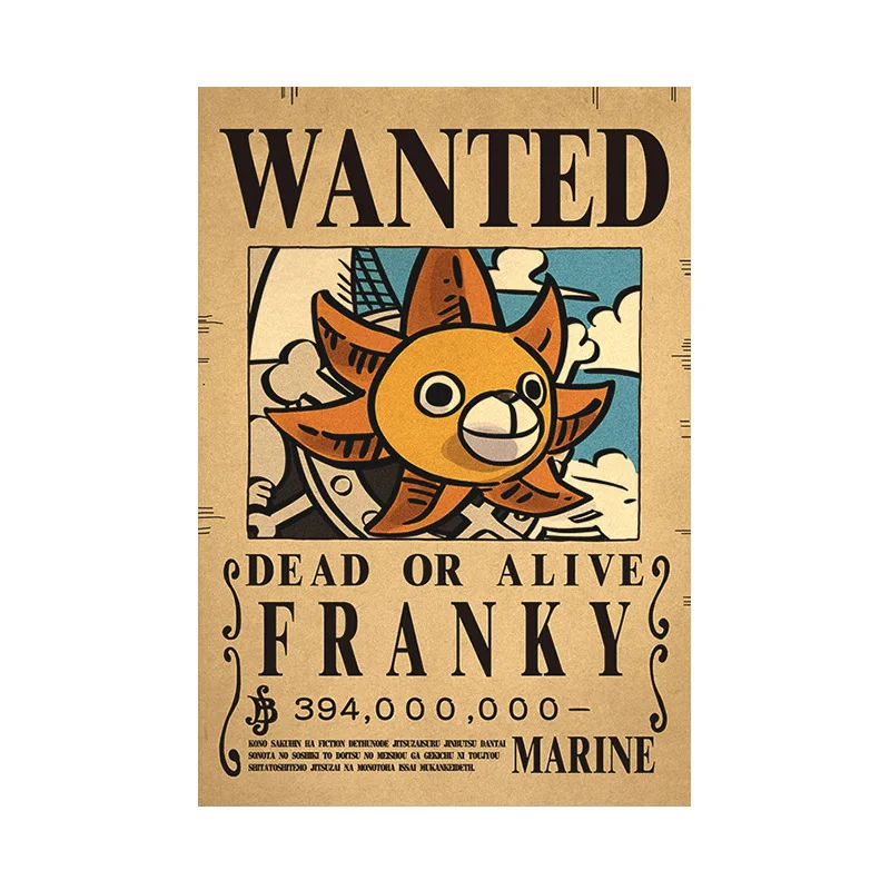 One Piece Gear 5 Luffy 3 Billion Bounty Wanted Posters Nikas Kid Action Figure Vintage Wall Decoration Poster Man Anime Toy Gift