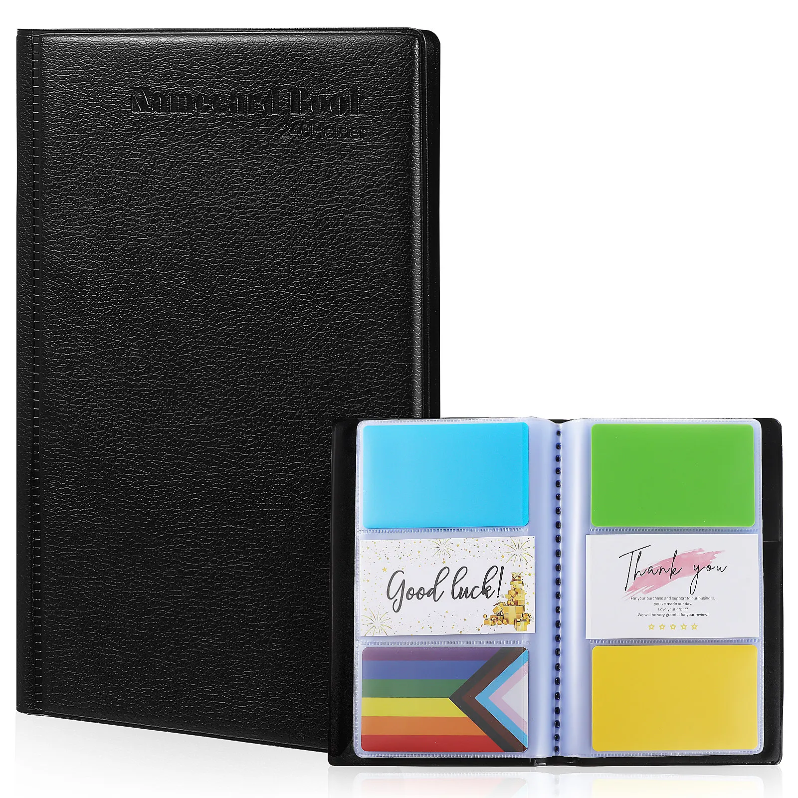 Card Organizer for Office Holder Desk Business Book Button Closure Photo Album Storage with Sleeves Collector