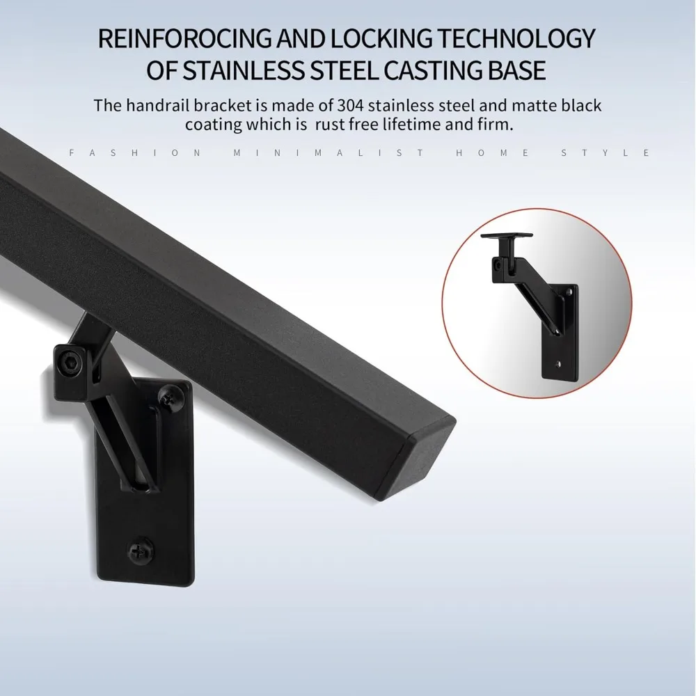 طقم درابزين قابل للتعديل من الفولاذ المقاوم للصدأ للسلالم الداخلية والخارجية - تصميم حديث من الألومنيوم، وشملان من قضبان الإمساك #4