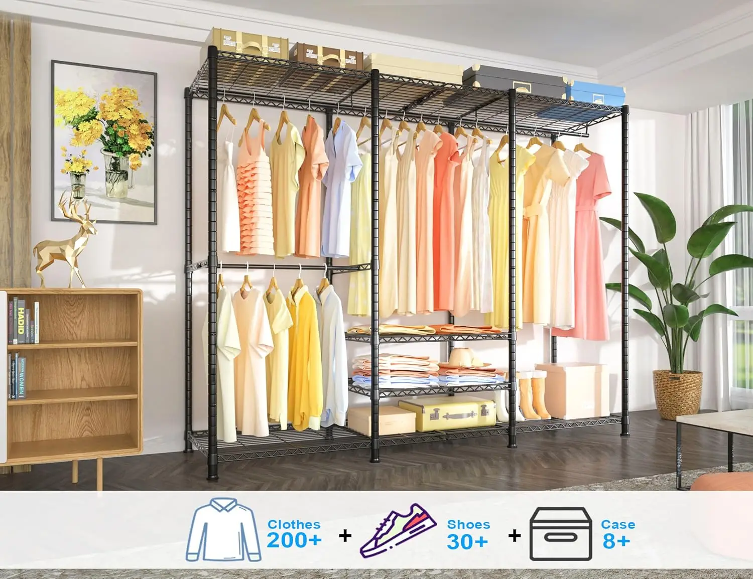 Garment Rack, 4 Tiers Freestanding Heavy-Duty Closet Organizer and Storage System, 67.9