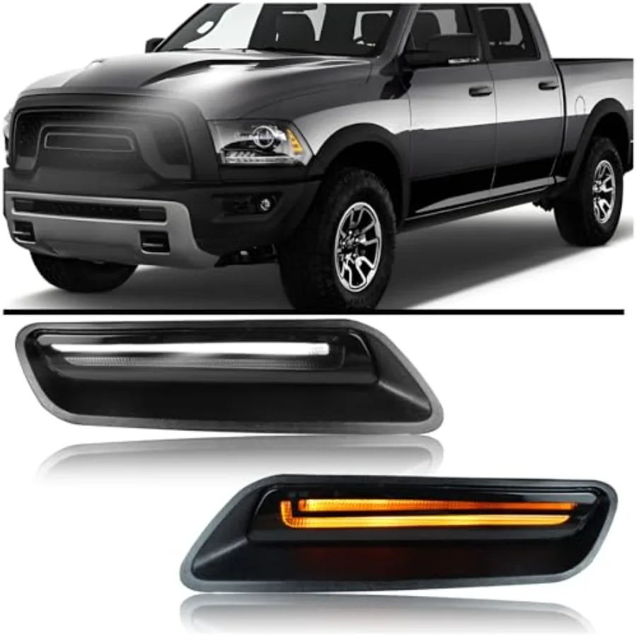 

LED Hood Vent Lights for Ram 1500 2010-2018 and Ram 1500 Classic (2019-2022) - Direct Replacement Hood Air Flow Vent Grille Lam