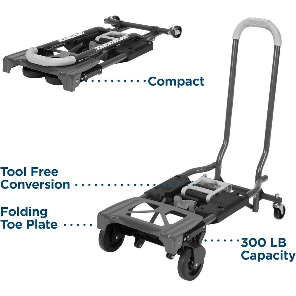 Shifter รถเข็นมือจับพับได้หลายตำแหน่งและรถเข็น, 300 LB น้ำหนักความจุ, สีเขียว, 12222PBG1E