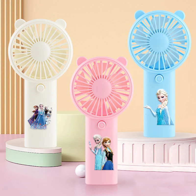 

New Frozen Anna Elsa Mini Portable Fan Cartoon Anime Figure Lightweight Handheld Fans Office Outdoor Travel Camping Cooling Fan
