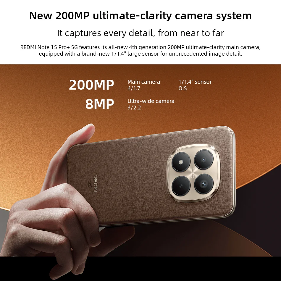 Xiaomi Redmi Note 15 Pro Plus 5G Global Version Cellphone Snapdragon 7s Gen 4 200MP Main Camera 6500mAh Battery 6.83" 120Hz NFC