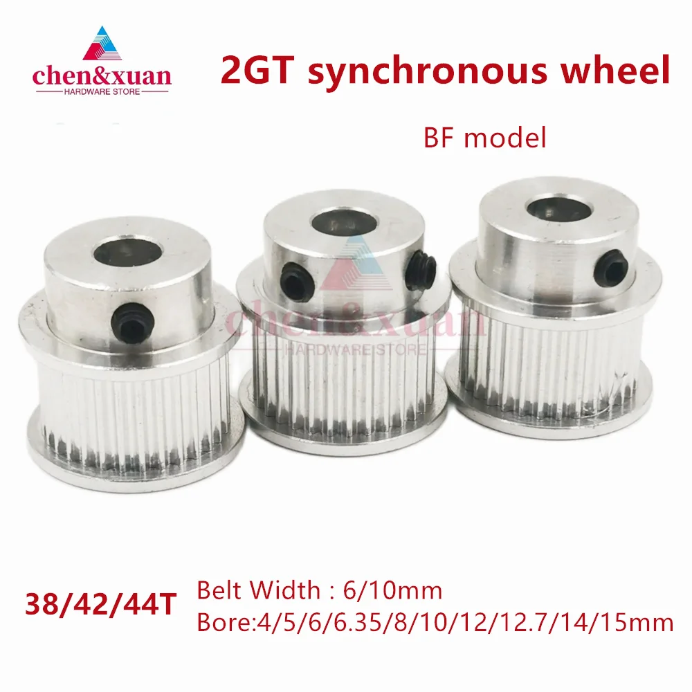 

3D Printer Parts GT2 Timing Pulley 2GT 38T/42T/44T Tooth Teeth Bore 5/6/6.35/8/10/12~15mm ，Synchronous Wheels Width 6/10/mm Belt