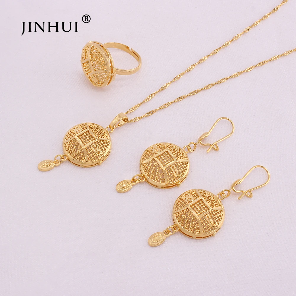 Luxury gold plated Rings Necklace Earrings for Women Lovers\' Women Copper Jewelry Sets Stainless Steel Jewelry Hot Sale