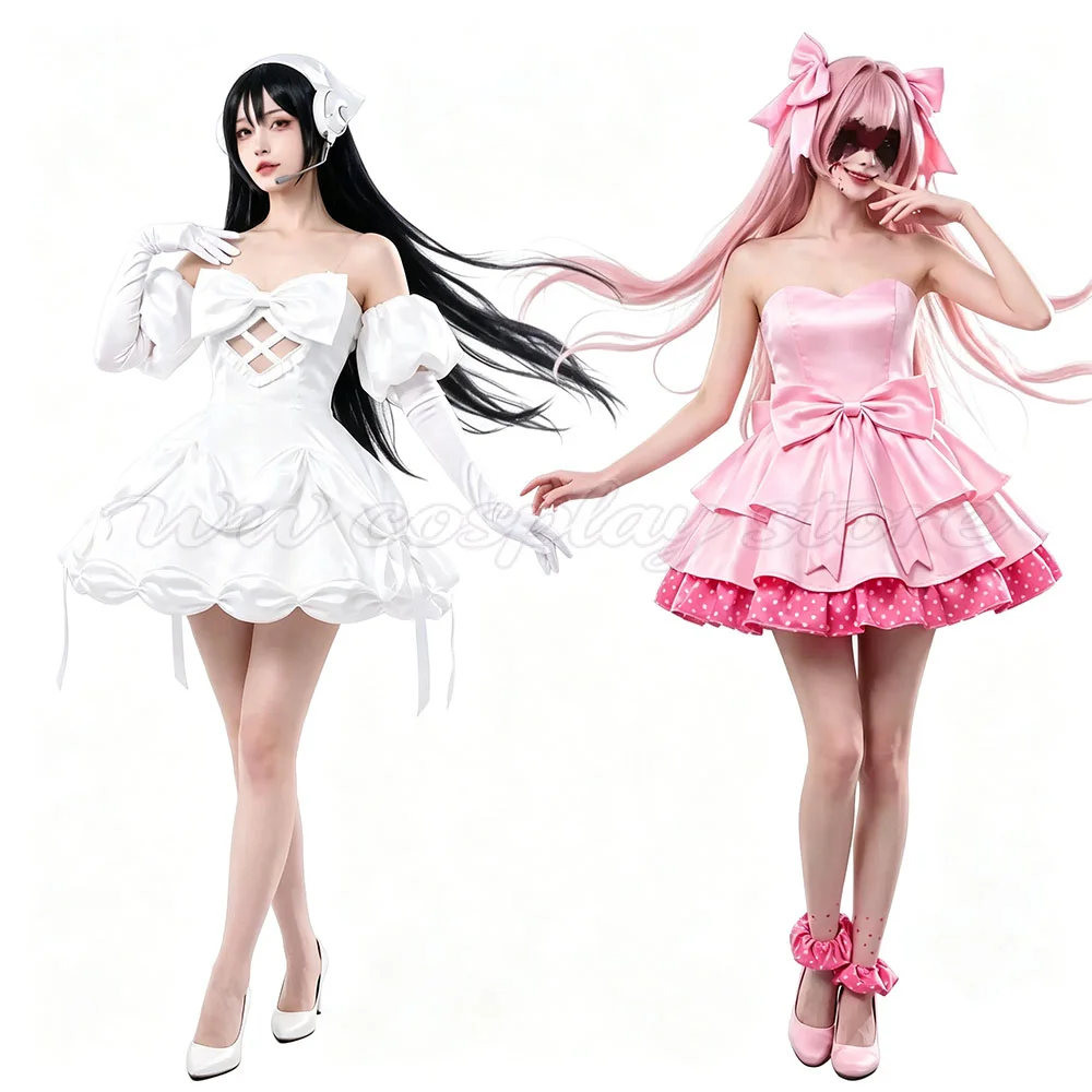 Mizi Sua Weißes Kleid Cosplay Komplettset Alien Bühnen-Zombie-Kostüm für Frauen Halloween Comic Con Bühnenauftritt Versammlung