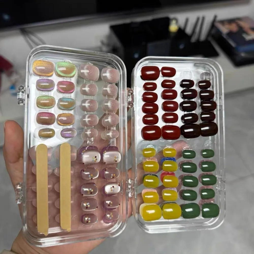 

Transparent 3 Folds Nails Storage Box 3 Layer Space Saving Artificial Nail Display Organizer Foldable Mini