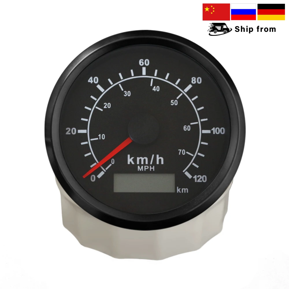 ELING Universal Waterproof 85mm 0-70MPH 0-120km/h GPS Speedometer With GPS Antenna with Red/Yellow Backlight for Car Boat Yacht