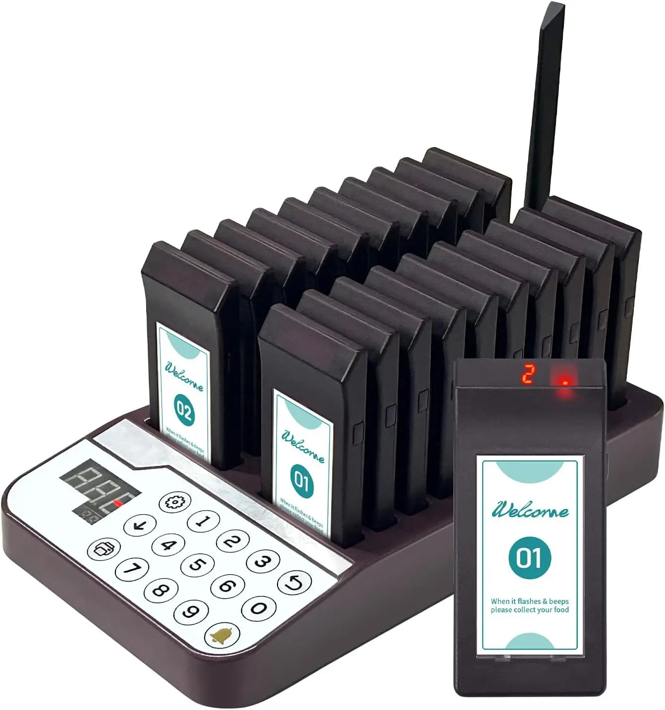 Pagers for Restaurant with 20 Guest Pagers Flash Beep Vibration Alerts1640ft Long Range Buzzer for Restaurant Food Truck Church