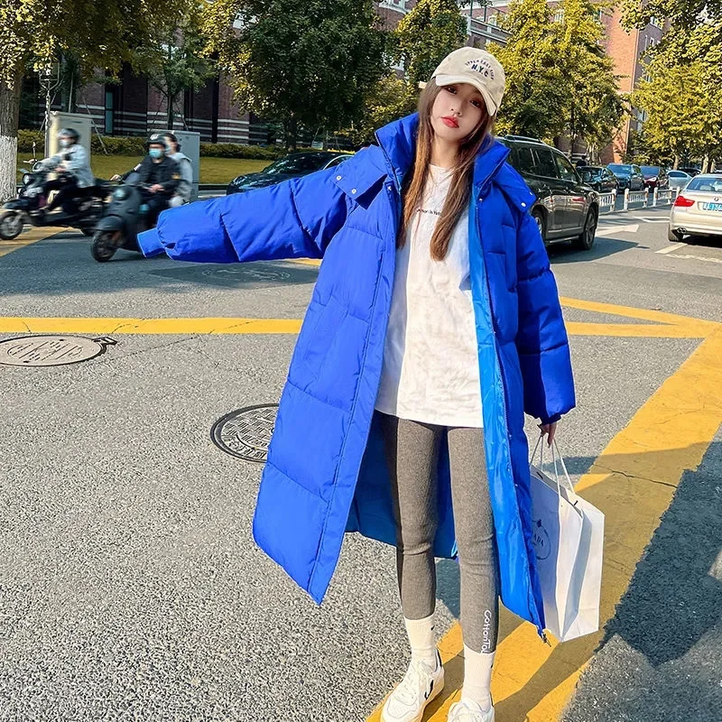 

2022 New Women Winter Jacket Parkas Long Coat Hooded Down Cotton Parka Overcoat Warm Thick Cotton Padded Jacket Loose Outwear