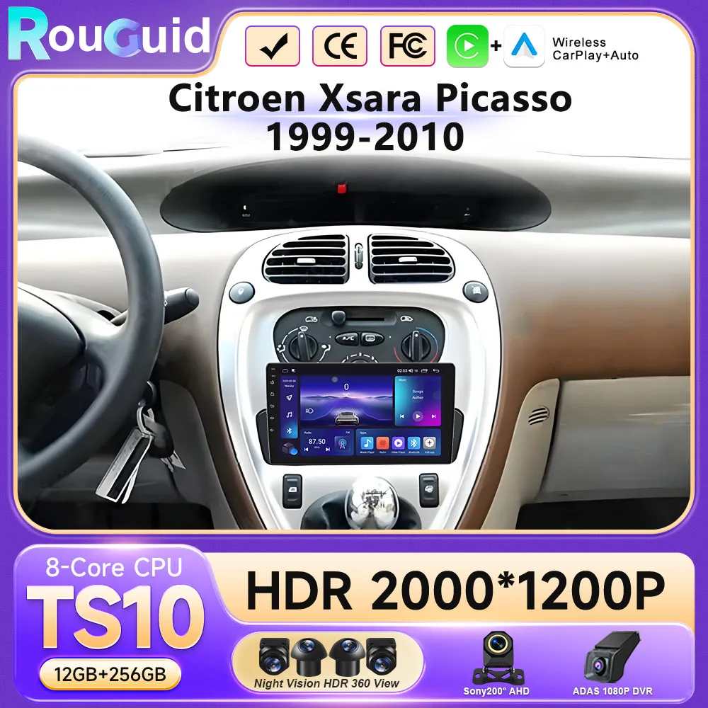 Android 16 2Din Car Radio For Citroen Xsara Picasso1999-2010 Car Multimedia Video Player Stereo GPS Navigation Wireless Carplay