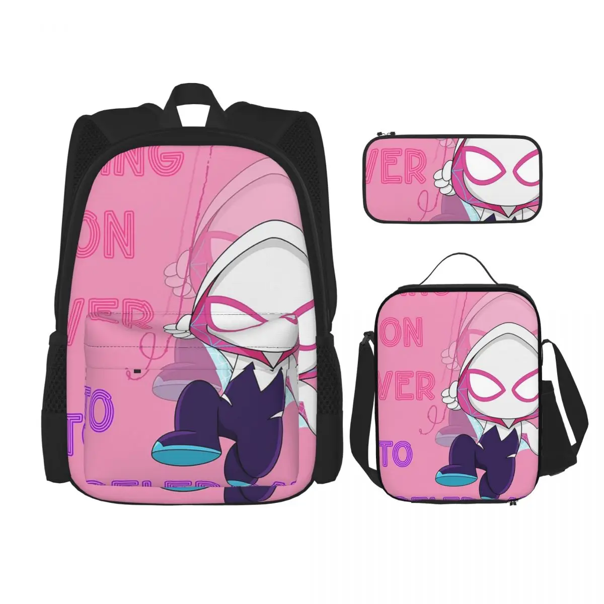 Ghost Spider Backpacks Boys Girls Bookbag Children School Bags Cartoon Kids Rucksack Lunch Bag Pen Bag Three-Piece Set