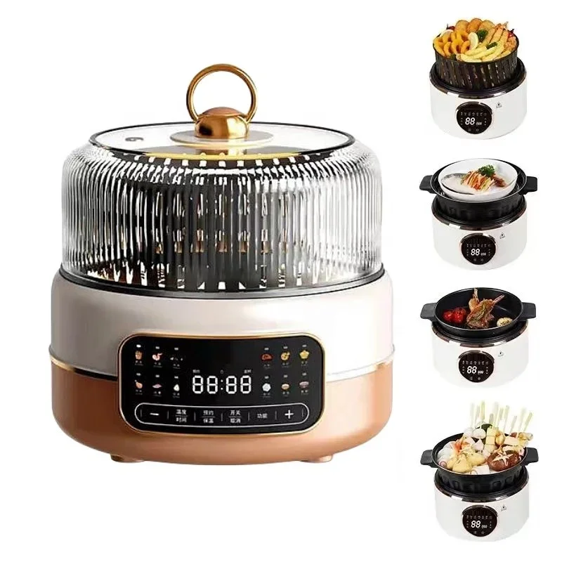 

New All in 1 Large Capacity Air Fryer Oven Multi-function Oil Free Fully Automatic Visual Hot Pot Cooking Stove Rice Cooker