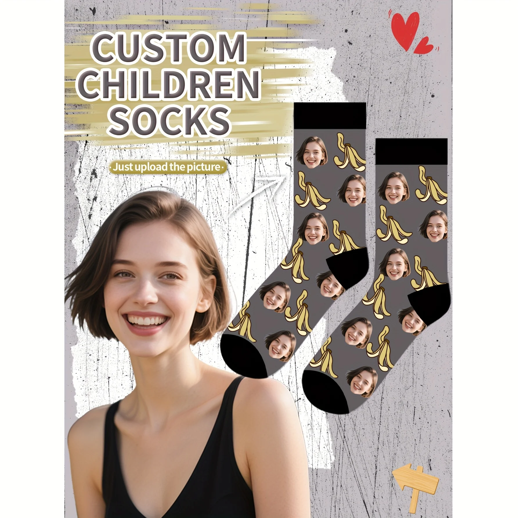 1 pair of customized photo face women's mid tube socks - can personalize any image, fun anime cartoon design, rich and colorful view 3