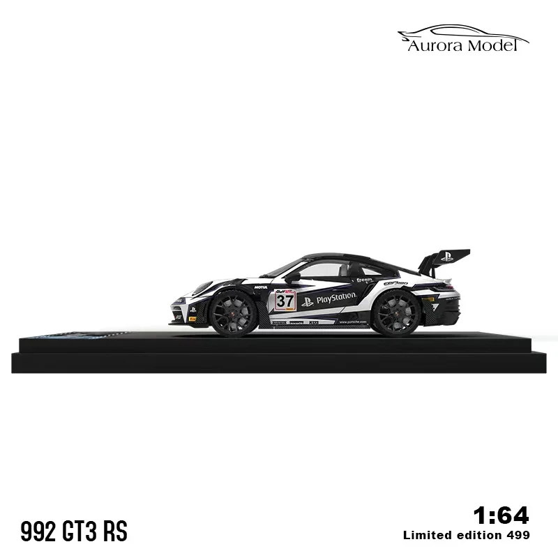 Aurora-Modèle de voiture jouet en alliage moulé sous pression, exposition de collection de véhicules de sport, RWB992 GT3 RS, 1:64