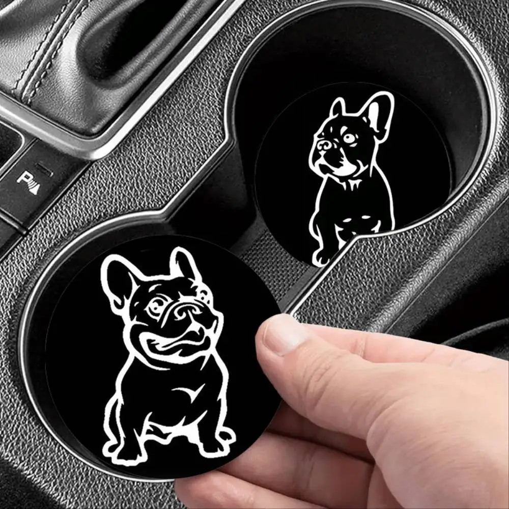 French Bulldog EVA Coaster Set 2pcs Non-Slip Washable Pet-Themed Car & Home Decor Holiday Gift