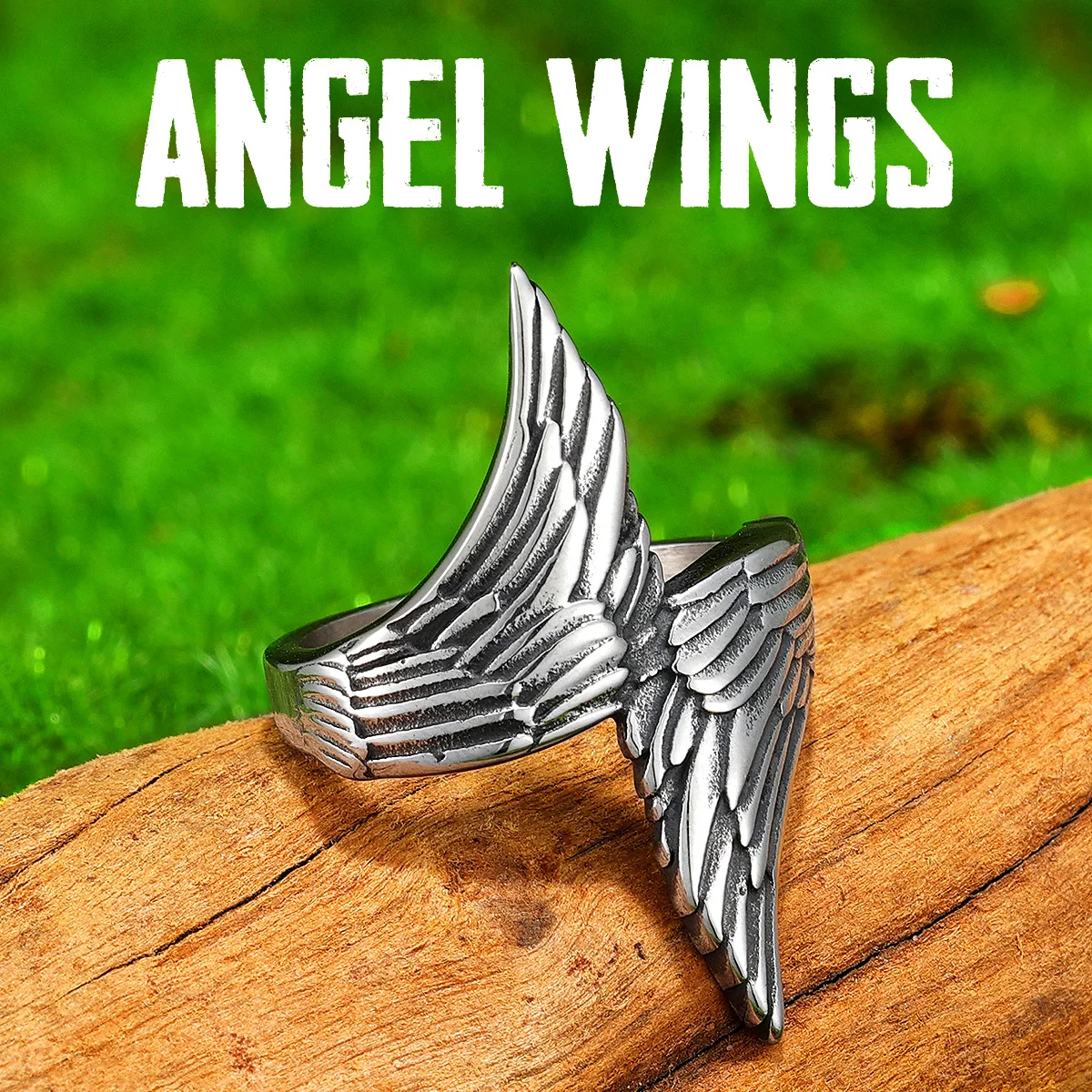 Aesthetic Angel Wings Animal Men Rings Stainless Steel Women Jewelry Punk Rock Cool Stuff Fashion Accessories Gift Wholesale