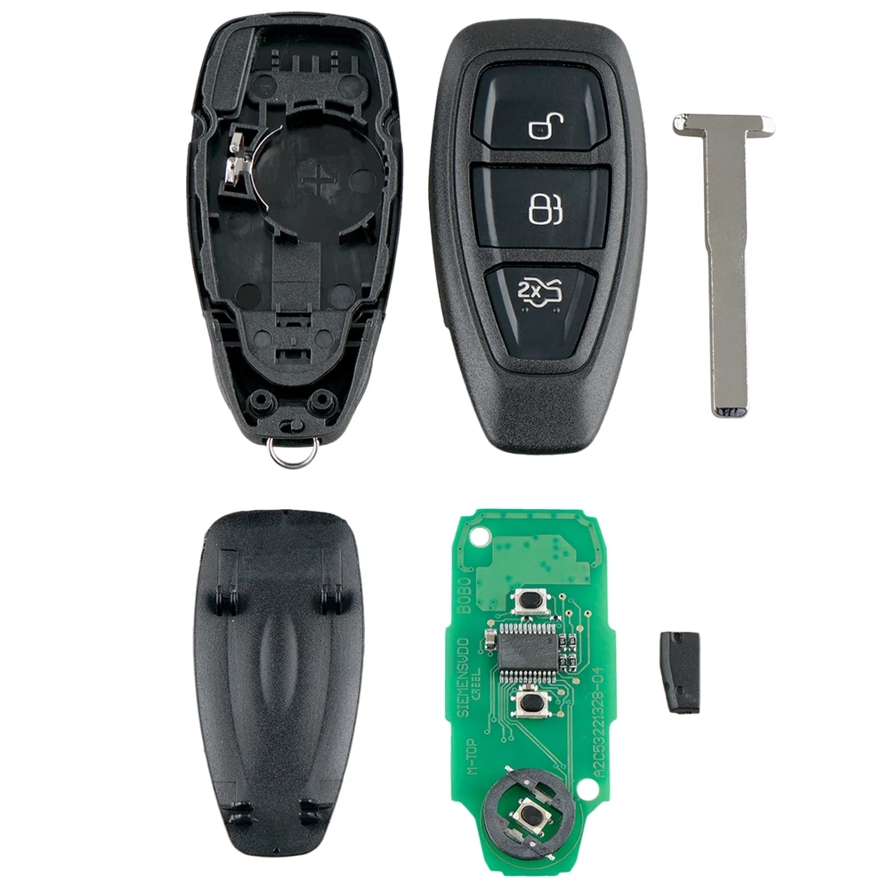 AM-llave remota inteligente para coche, 3 botones, compatible con Ford Focus c-max Mondeo Kuga Fiesta b-max 433Mhz