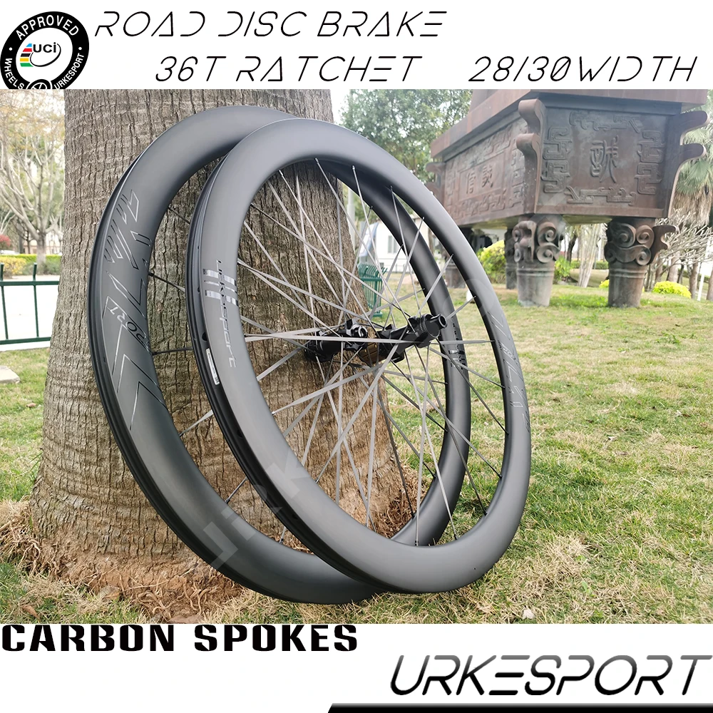1220 g 700c Carbonräder Scheibenbremse Road UKS C200 36T Ratsche Drahtreifen Tubeless Shim / XDR Carbon Speichen Road Disc Laufradsatz