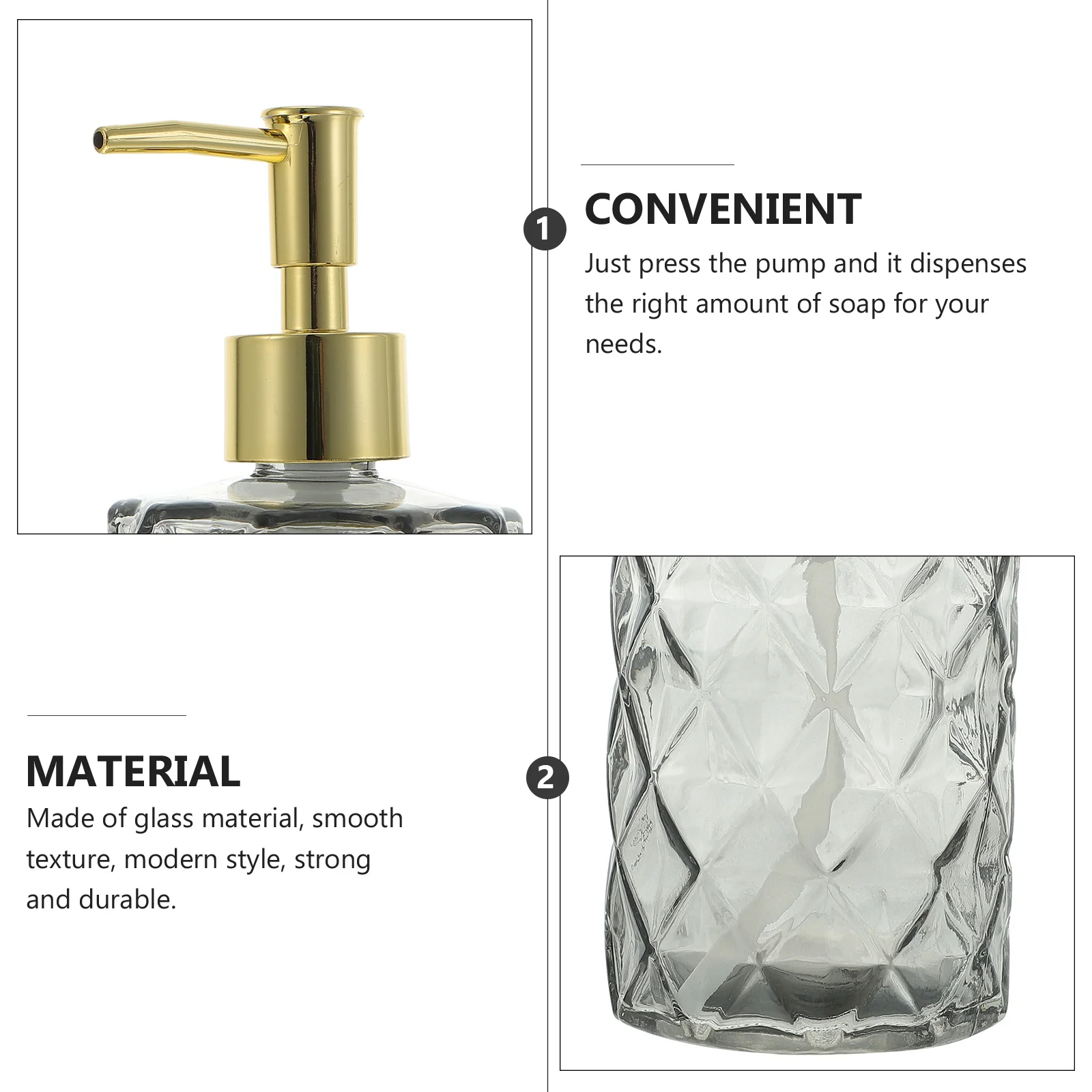 

Refillable Dispenser Pump Shampoo Press Bottle Massage Oils Hand Soap Glass Kitchen Essential