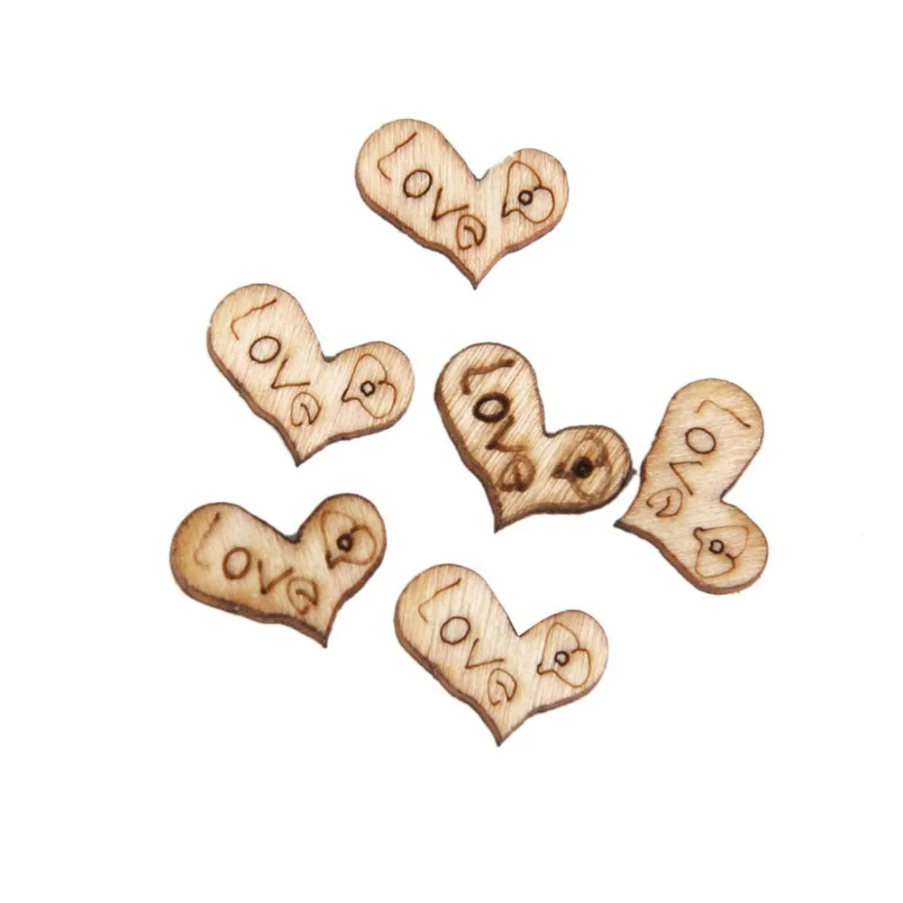 

100 Pcs Wooden Heart Buttons for Crafts Decoration Love Shape Embellishments Scrapbooking Wedding Sewing Projects