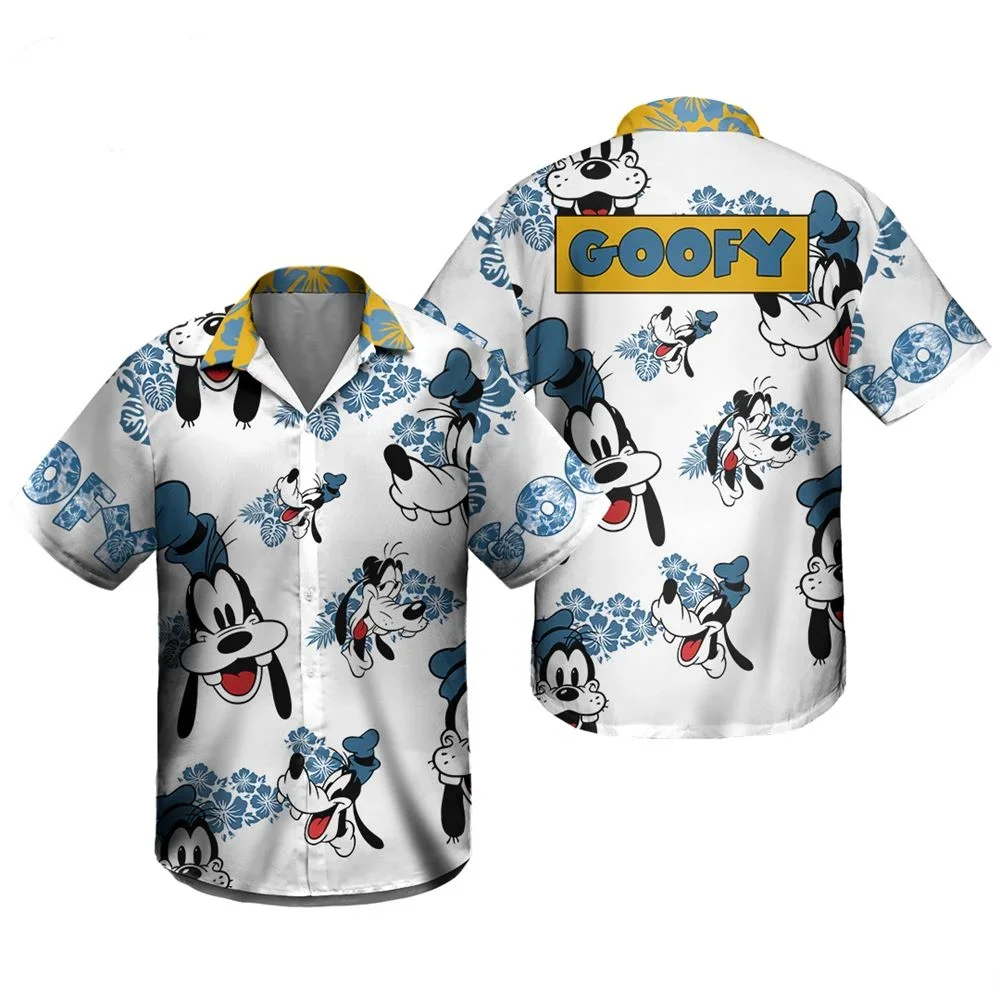 

Goofy Dog Hawaiian Shirt Vintage Men's Button Down Shirt Disneyland Beach Hawaiian Shirt Disney Summer Short Sleeve Shirt