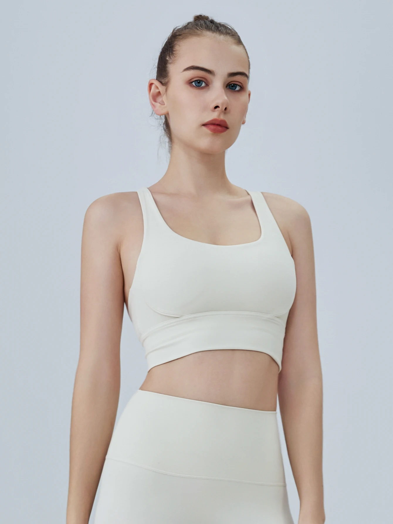 Women Solid Color Elasticity Cross-Back Sports Bra Breathable Comfort High Strength Yoga Tops Running Fitness Cycling Sports Bar