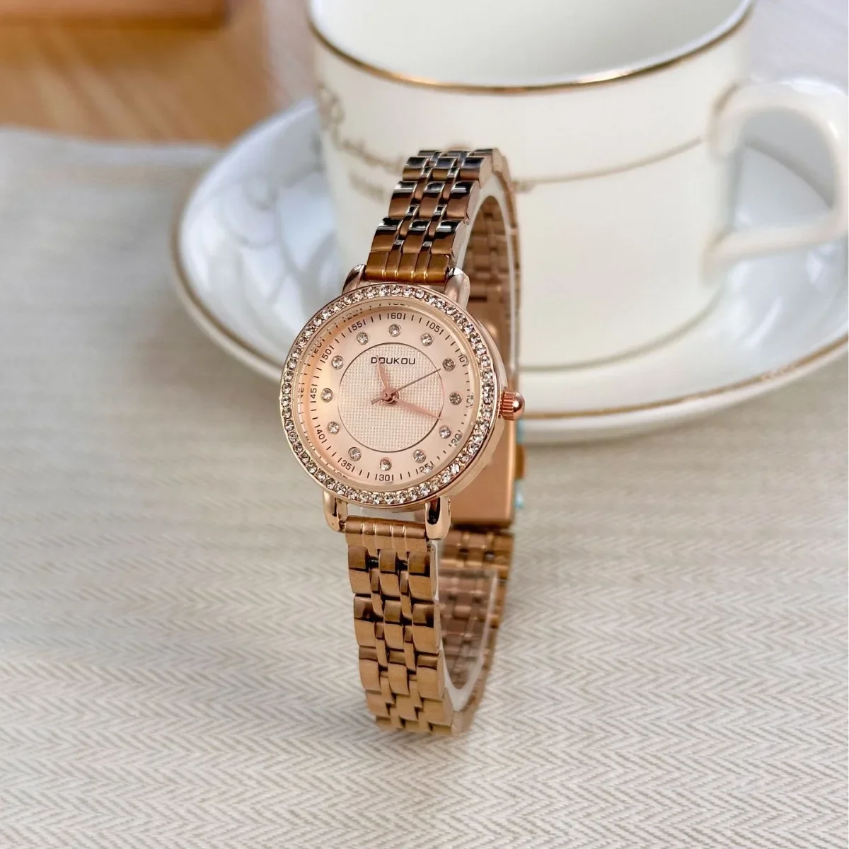 ของขวัญสุดหรูควอตซ์นาฬิกาผู้หญิง relojes Para mujer แฟชั่นสายสแตนเลสนาฬิกาข้อมือผู้หญิงไฮเอนด์